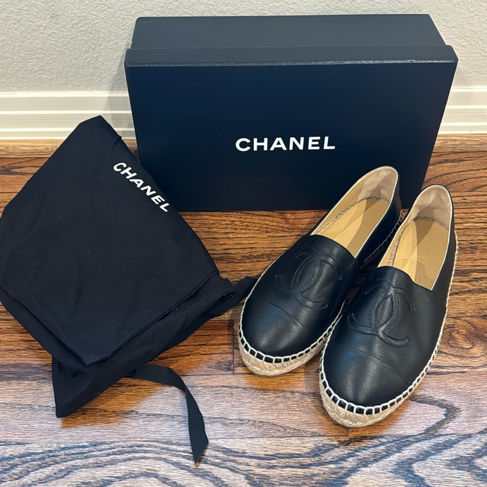 CHANEL Black Espadrilles